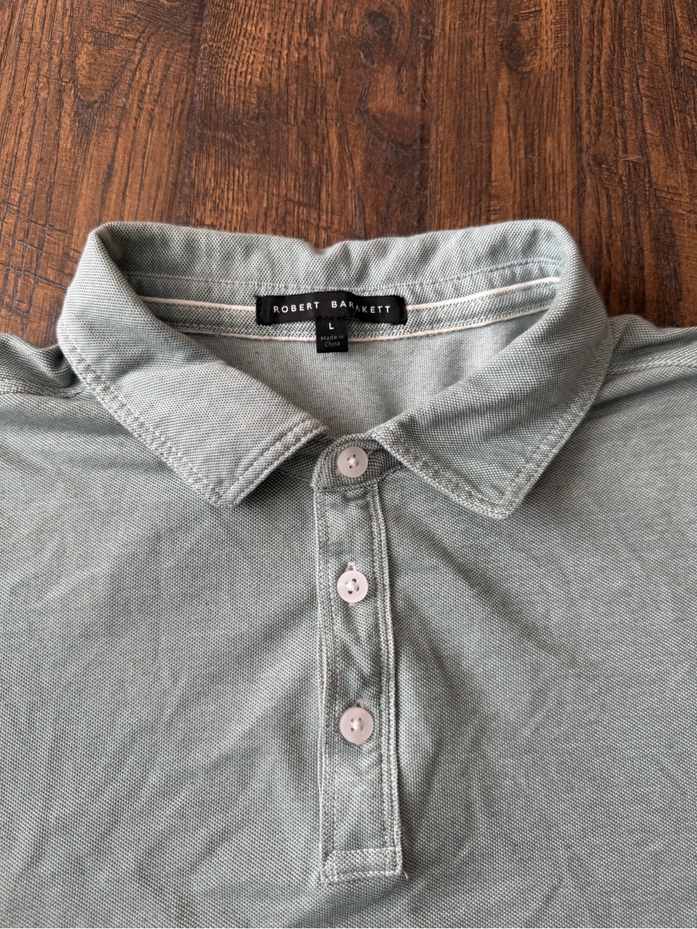 Robert Barakett The Barakett Polo Shirt Large L Sage Green Pima Cotton Blend